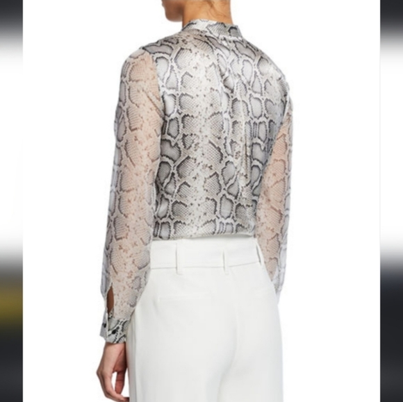 Elie Tahari Silk Satin Terri Blouse Python Print - Picture 15 of 16
